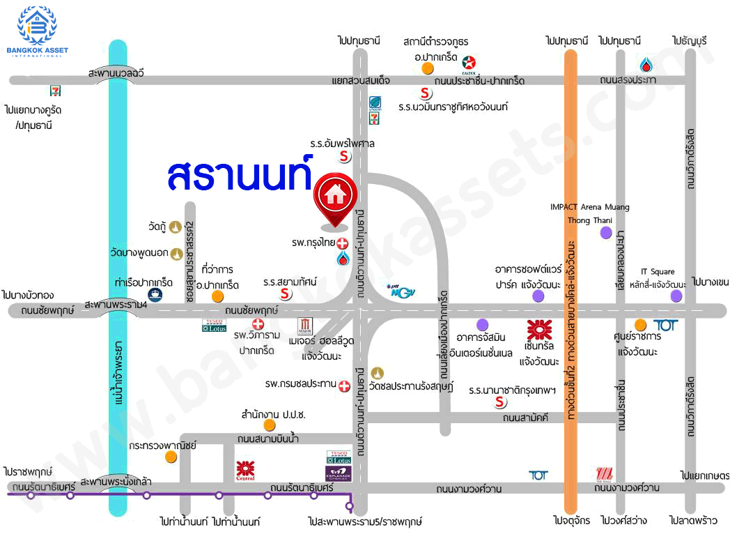 บ้านมือสองตกแต่งใหม่ ม.สรานนท์ ติวานนท์-แจ้งวัฒนะ แต่งครบพร้อมอยู่ เนื้อที่ 18 ตร.ว. ฟังก์ชั่น 4 ห้องนอน 3 ห้องน้ำ พร้อม Living Room กว้างขวางอยู่สบาย บนทำเลติดถนนติวานนท์ ใกล้เซ็นทรัลแจ้งวัฒนะ รองรับรถไฟฟ้าสายอนาคต (สีชมพู)...